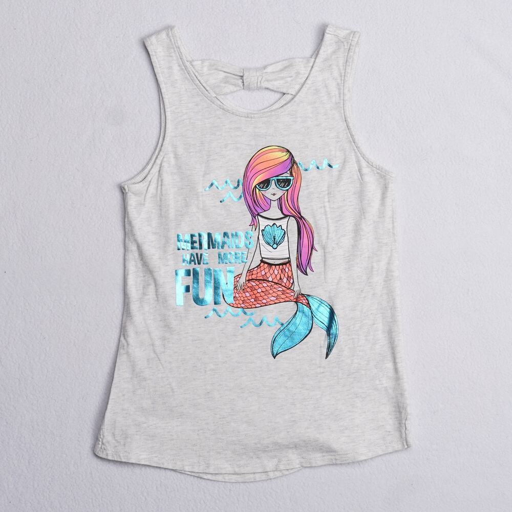 SO Girls Tank Top Gray Mermaid Mermaids Have More Fun Graphic Size 7/8